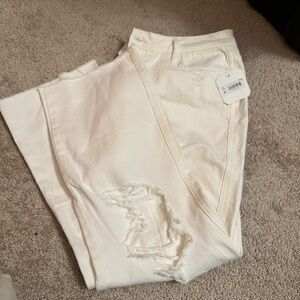 Altar'd State Cream straight leg Denim
